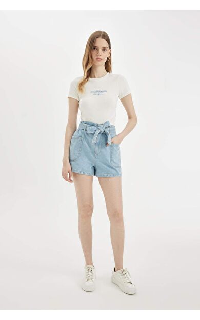 DeFacto Paperbag Yüksek Bel Jean Şort C2445AX24HSNM39