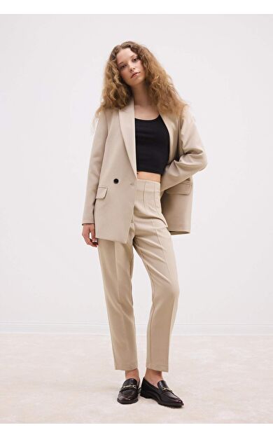 DeFacto Carrot Fit Fermuarlı Yüksek Bel Dar Paça Crop Pantolon C2466AX24AUBG208