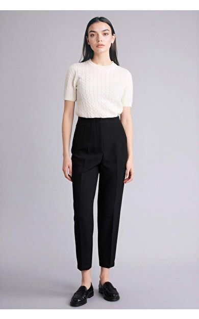 Carrot Fıt Fermuarlı Yüksek Bel Dar Paça Crop Pantolon