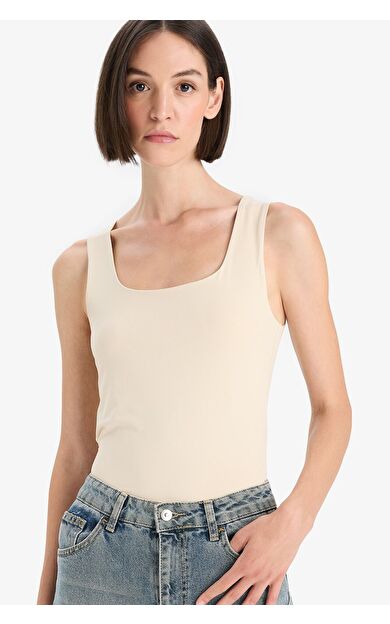 DeFacto Slim Fit Dar Kesim Basic Düz Kare Yaka Atlet C2622AX25AUBG115