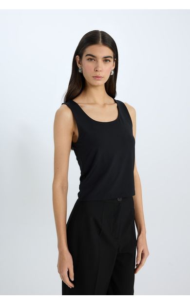 DeFacto Slim Fit Dar Kesim Basic Düz Yuvarlak Yaka Atlet C2622AX25SPBK81