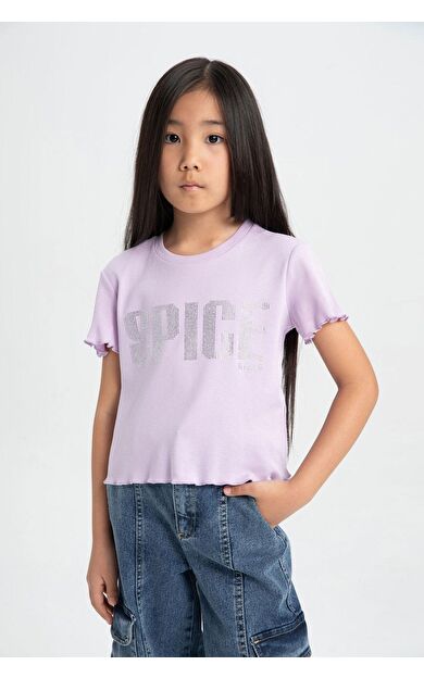 DeFacto Kız Çocuk Spice Girls Crop Bisiklet Yaka Kısa Kollu Tişört