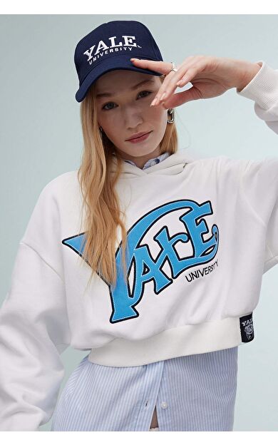 DeFacto DeFactoFit Coool Yale University Oversize Fit Kapüşonlu Baskılı Kalın Kumaş Sweatshirt