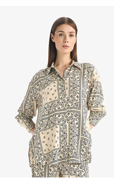 Fall in Love Şal Desenli Viskon Plaj Gömleği C3158AX25SPER103