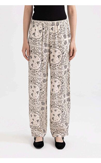 DeFacto Fall in Love Regular Fit Şal Desenli Viskon Plaj Kıyafeti