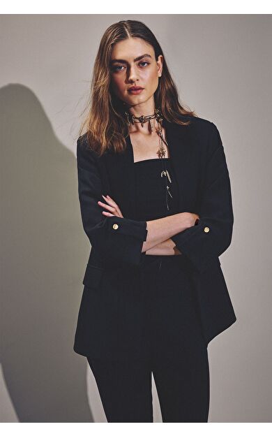 DeFacto Oversıze Basic Siyah Blazer Ceket