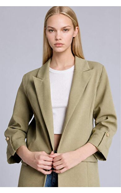 DeFacto Oversıze Basic Blazer Haki Ceket