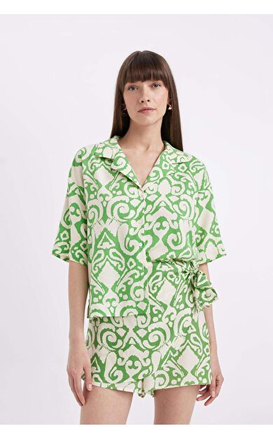 DeFactoFit Regular Fit Polo Yaka Kısa Kollu Gömlek C3389AX24SMGN730