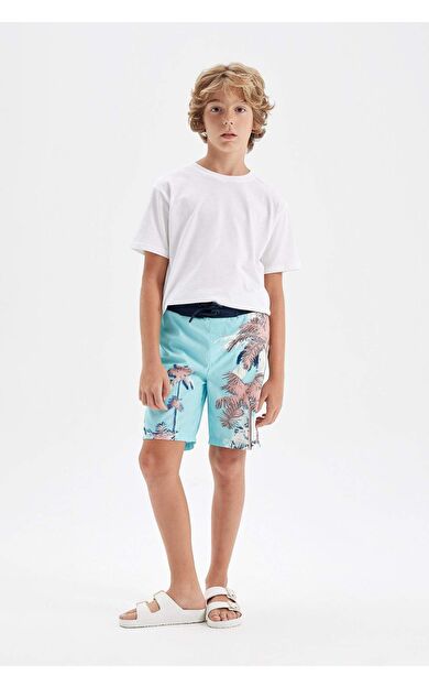 DeFactoFit Erkek Çocuk Palmiye Desenli Deniz Şortu C3594A824HSTR177