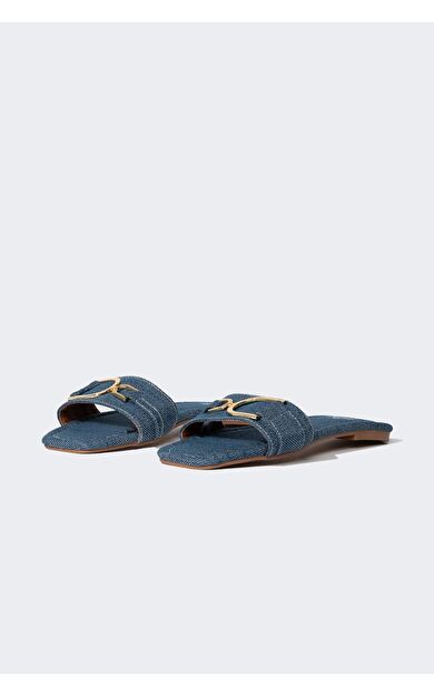 Kadın Düz Taban Tek Bantlı Suni Deri Terlik