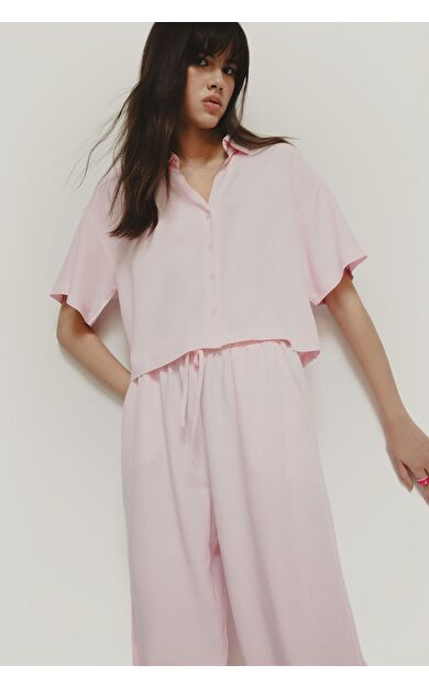DeFacto Oversize Fit Gömlek Yaka Kısa Kollu Gömlek C3807AX24SPPN171