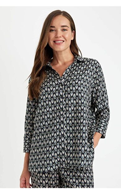 DeFacto Regular Fit Desenli Uzun Kollu Gömlek C3818AX24AUNV30