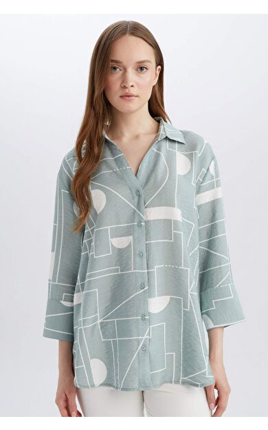 DeFacto Regular Fit Desenli Uzun Kollu Gömlek C3818AX25SPGN1110