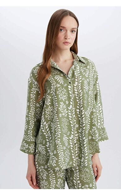 DeFacto Regular Fit Desenli Uzun Kollu Gömlek C3818AX25SPGN698