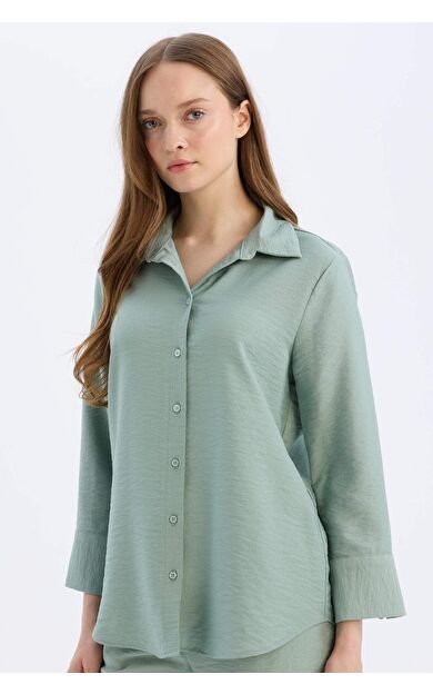 DeFacto Regular Fit Basic Düz Uzun Kollu Gömlek C3819AX25SPGN1110