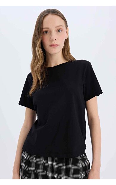 Coool Regular Fit Bisiklet Yaka Basic Düz Kısa Kollu Siyah Tişört