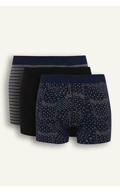 Regular Fit Şal Desenli 3'lü Boxer