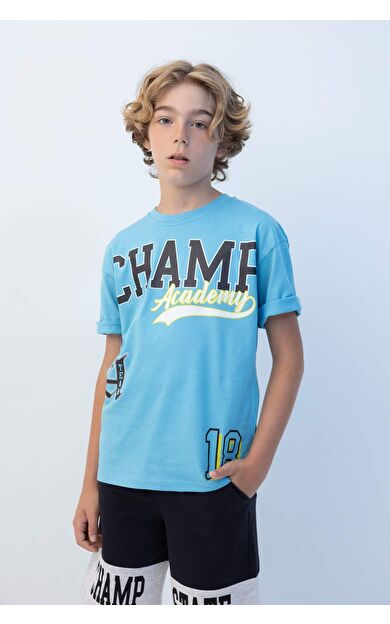 DeFactoFit Erkek Çocuk Oversize Fit Bisiklet Yaka Baskılı Kısa Kollu Tişört C3899A824HSBE271