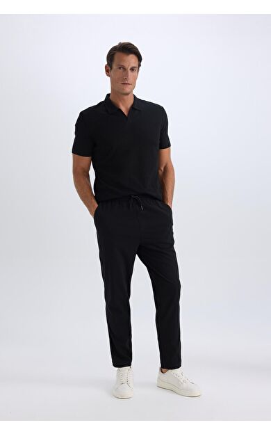 DeFacto Relax Fit Rahat Kesim Düz Paça Krinkıl Yazlık Kumaş Pantolon C3930AX25SPBK27