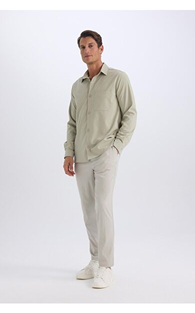 DeFacto Relax Fit Rahat Kesim Düz Paça Krinkıl Yazlık Kumaş Pantolon C3930AX25SPGN1217