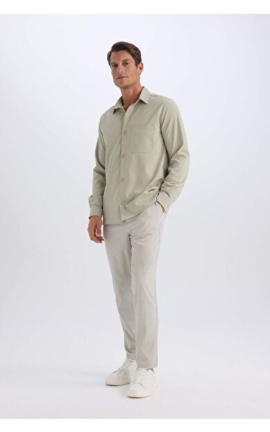 DeFacto Relax Fit Rahat Kesim Düz Paça Krinkıl Yazlık Kumaş Pantolon C3930AX25SPGN1217