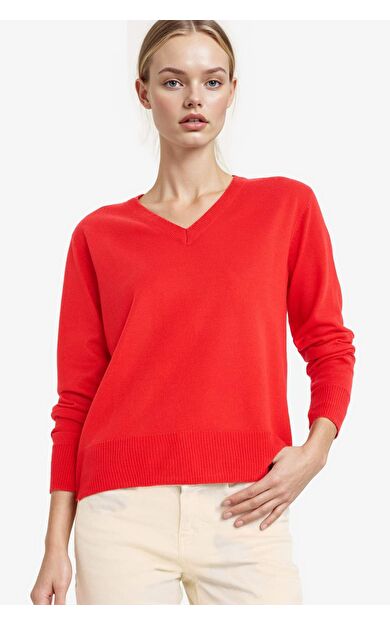 DeFacto Relax Fit V Yaka Triko Kazak C4024AX25WNRD227