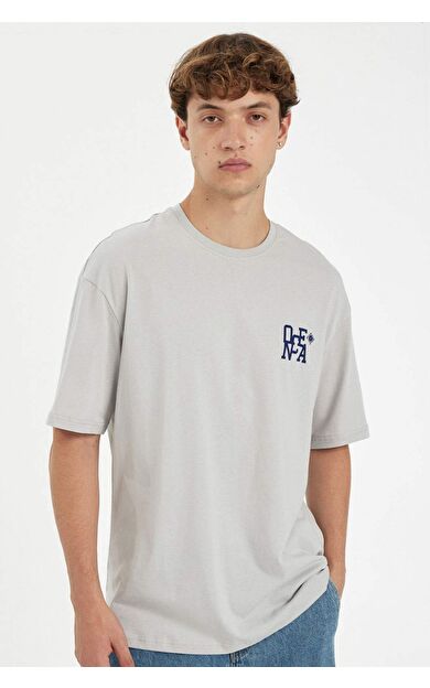 DeFacto DeFactoFit Comfort Fit Bisiklet Yaka Baskılı Tişört C4082AX24SMGR184