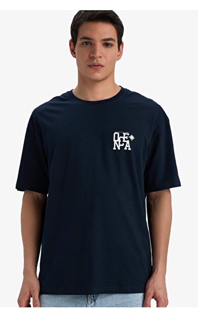 DeFacto Comfort Fit Bisiklet Yaka Baskılı Kısa Kollu Tişört C4082AX25SMNV239