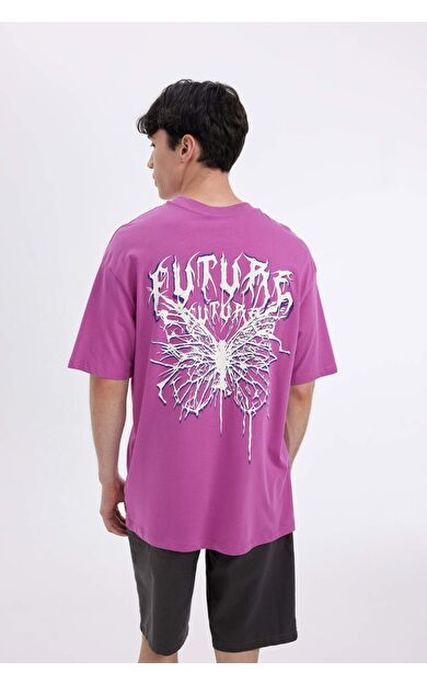 DeFactoFit Comfort Fit Bisiklet Yaka Sırt Baskılı Kısa Kollu Tişört C4089AX24SMPR191