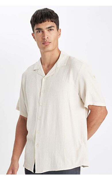 DeFactoFit Relax Fit Polo Yaka Penye Kısa Kollu Gömlek C4117AX24SMBG354