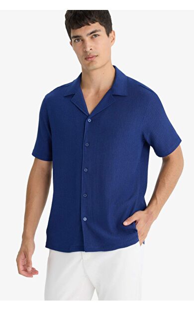 DeFacto Modern Fit Polo Yaka Penye Kısa Kollu Gömlek C4125AX25SMBE753