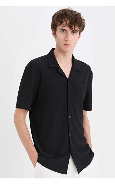 DeFacto Modern Fit Polo Yaka Penye Yazlık Kısa Kollu Gömlek