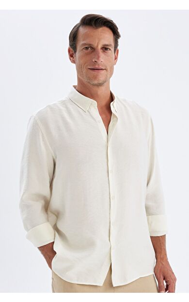 DeFacto Relax Fit Polo Yaka Poplin Uzun Kollu Gömlek C4131AX24SMER102