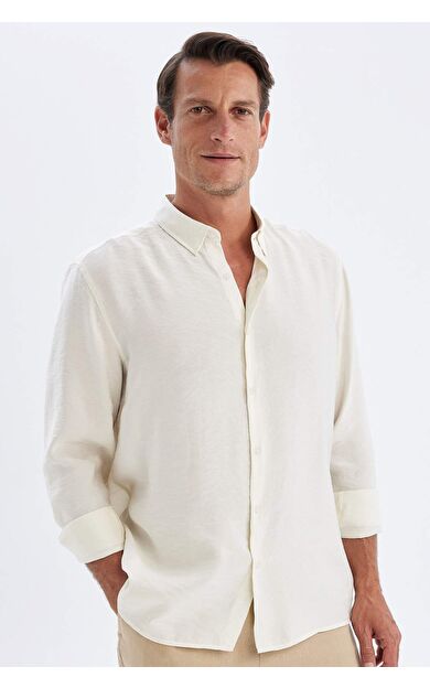 DeFacto Relax Fit Polo Yaka Poplin Uzun Kollu Gömlek C4131AX24SMER102