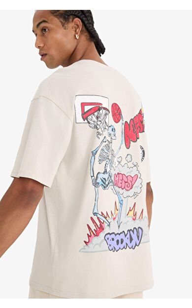 DeFactoFit NBA Brooklyn Nets Boxy Fit Bisiklet Yaka Kısa Kollu Tişört