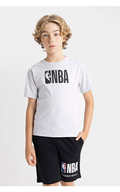 DeFactoFit Erkek Çocuk NBA Wordmark Bisiklet Yaka Kısa Kollu Tişört
