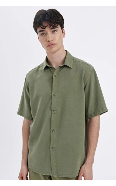 DeFactoFit Regular Fit Tensel Kısa Kollu Gömlek C4313AX24HSKH373