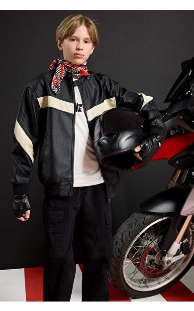 DeFacto Erkek Çocuk Su İtici Kolej Yaka Bomber Mont C4322A825AUBK27