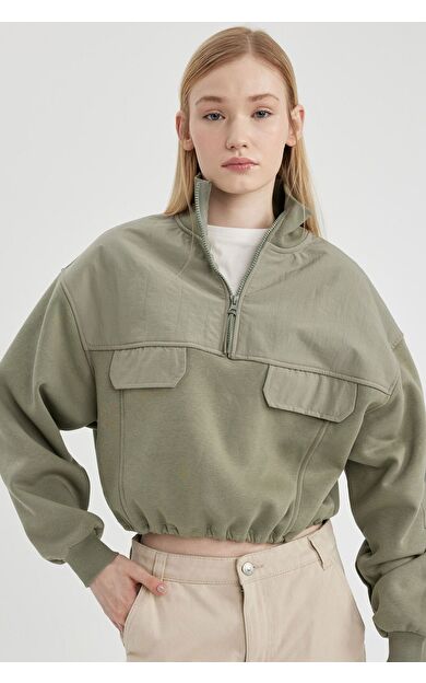 DeFacto DeFactoFit Coool Crop Kalın Kumaş Sweatshirt C4395AX24SPKH461