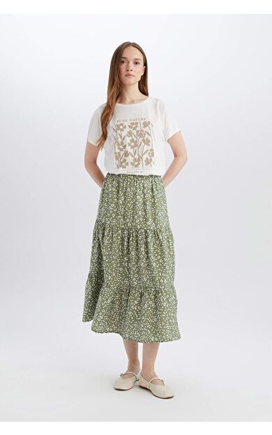 Desenli Aerobin Midi Etek