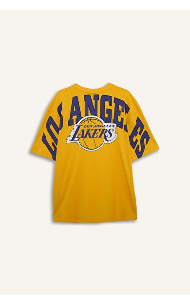 DeFacto NBA Los Angeles Lakers Oversıze Bisiklet Yaka Kısa Kollu Tişört