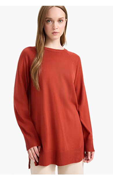 DeFacto Regular Fit Bisiklet Yaka Basic Düz Uzun Kollu Tunik