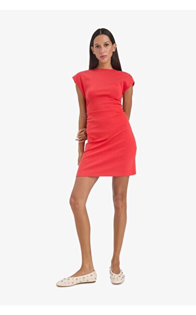 Bodycon Vücudu Saran Bisiklet Yaka Ribana Kolsuz Mini Elbise