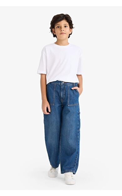 DeFacto Erkek Çocuk Wide Leg Geniş Paça Jean Pantolon C4539A824AUNM28