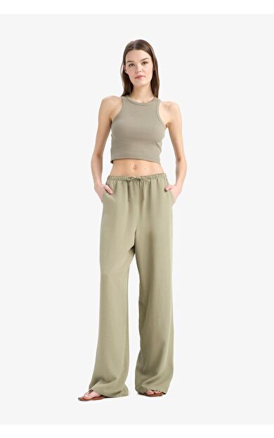 DeFacto Wide Leg Normal Bel Standart Boy Keten Karışımlı Pantolon C4545AX25SPKH459