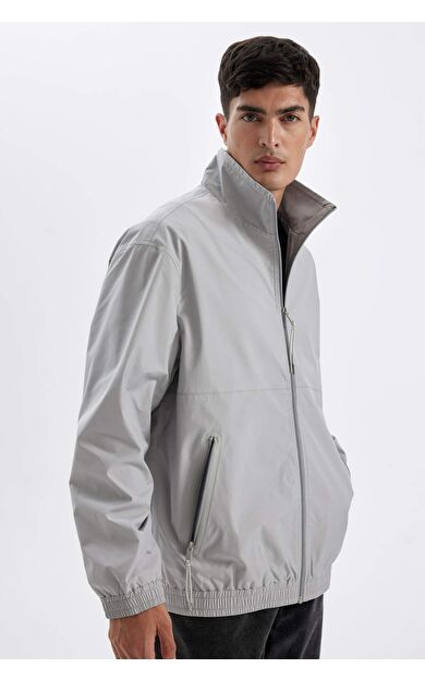 DeFacto Regular Fit Dik Yaka Fermuar Kapamalı Cepli Mevsimlik Hafif Mont Ceket