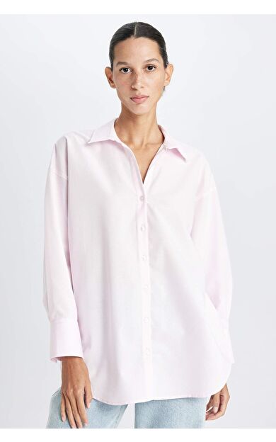 DeFacto Oversize Fit Gömlek Yaka Oxford Uzun Kollu Gömlek C4597AX24AUPN633
