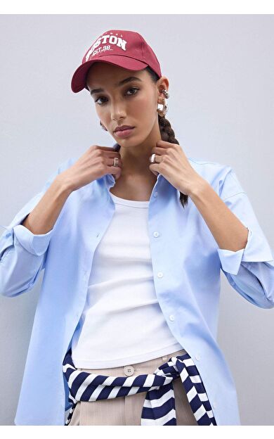 DeFacto Oversize Geniş Kalıp Basic Düz Gömlek Yaka Oxford Uzun Kollu Gömlek