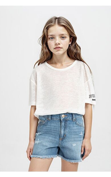 DeFacto Kız Çocuk Oversize Fit Baskılı Kısa Kollu Tişört C4606A824SMER85