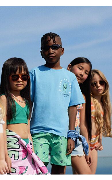 DeFactoFit Erkek Çocuk Bisiklet Yaka Baskılı Kısa Kollu Tişört C4656A824HSBE510